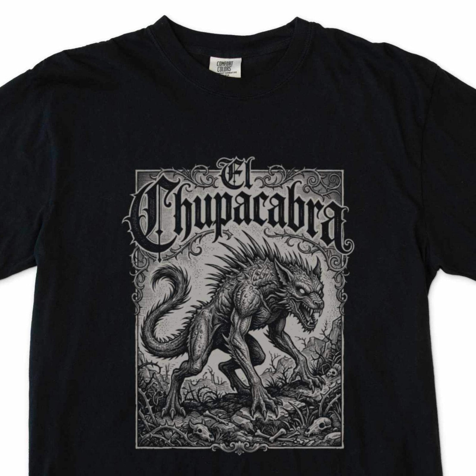 El Chupacabra T-Shirt | Cryptid Creature in Vintage Horror Art Tee ...
