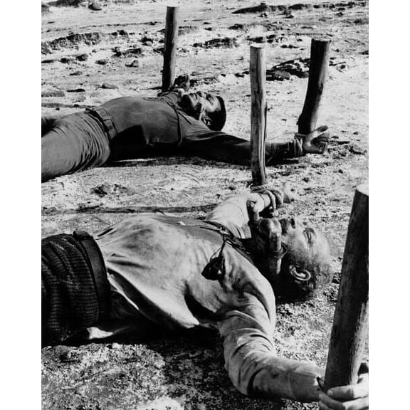 El Condor 1970 Lee Van Cleef & Jim Brown staked out in Mexican sun 24x30 poster