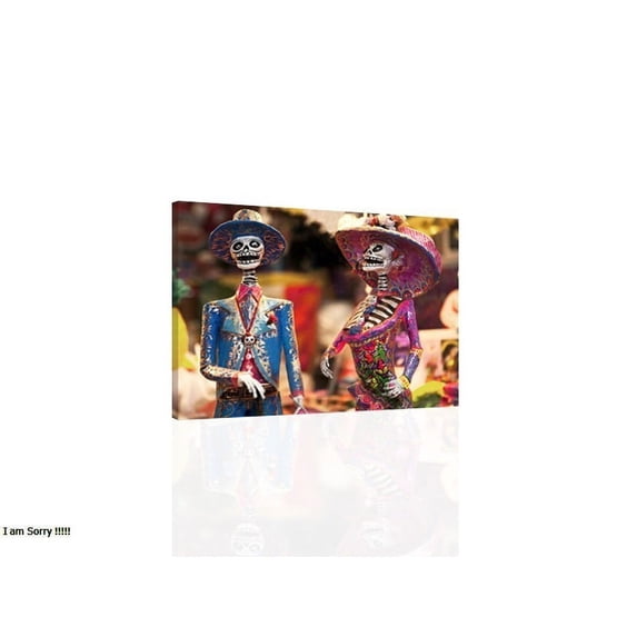 El Dia De Los Muertoes figurines - CANVAS OR PRINT WALL ART