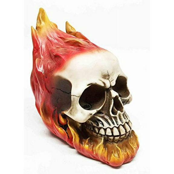 El Diablo Hell Spawn Fire Flame Engulfed Skull Skeleton Figurine Sculpture