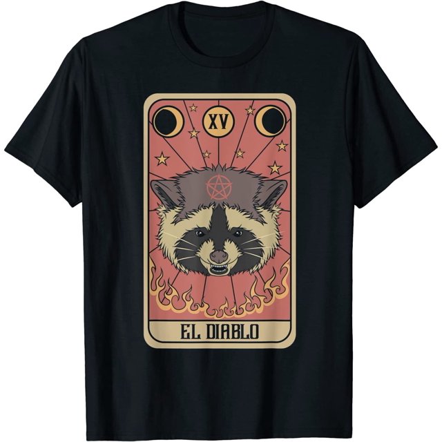 El Diablo Raccoon Tarot Card Satanic Trash Panda Animal Love T-Shirt