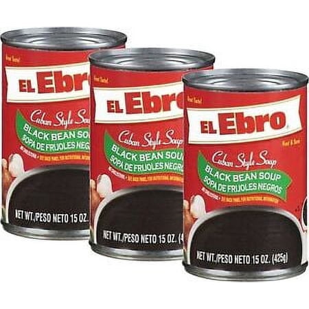 El Ebro Black Bean Soup Cuban style, 15 oz (Pack of 3) ready to eat