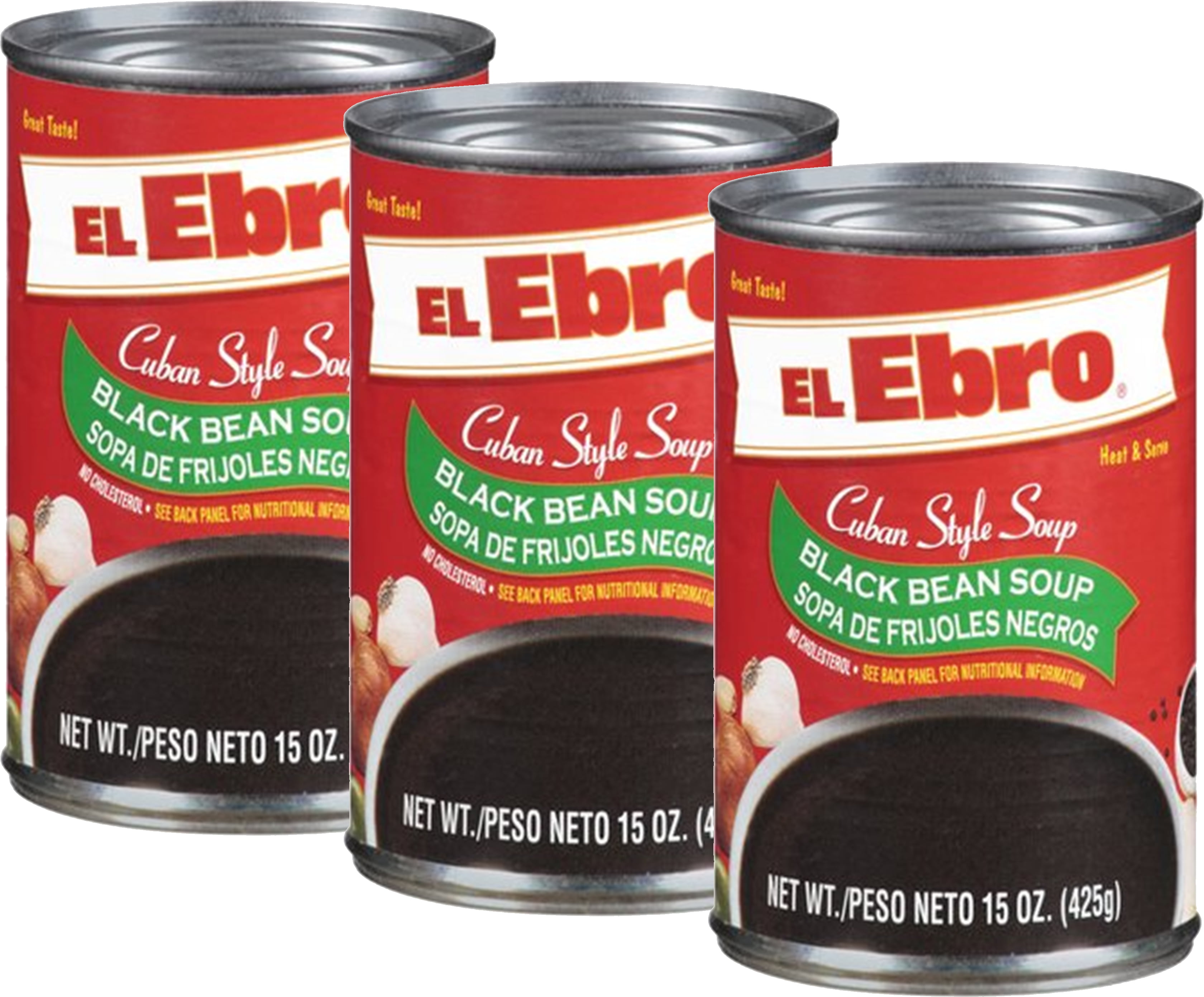 El Ebro Cuban Style Black Beans Soup. 3 cans, 15 oz each
