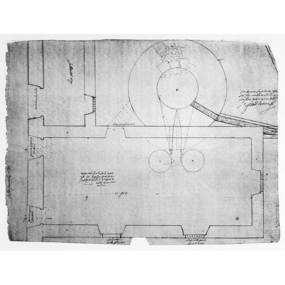 El Escorial Mill C1570. Nplan For The Water-Powered Mill At El Escorial Monastery In Spain. Drawing By Architect Juan