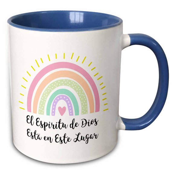 3drose, El Espiritu De Dios Esta En Este Lugar - Spanish Christian Quote, 11oz Two-tone Blue Mug