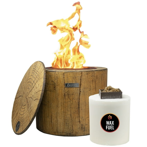 El Fuego Wax Fire Pit - Lights in Seconds for Instant Heat with No Wood Smoke. Low Maintenance, The Ultimate in Convenience - The Original