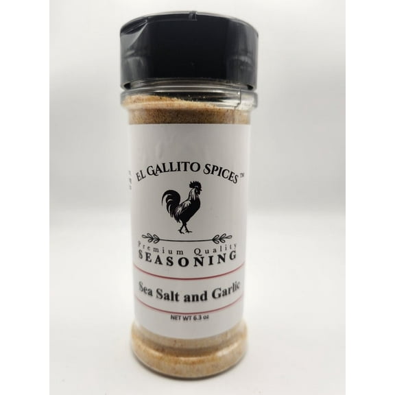 El Gallito Spices Premium Seasoning Blend Sea Salt and Garlic, 6.03 oz Jar