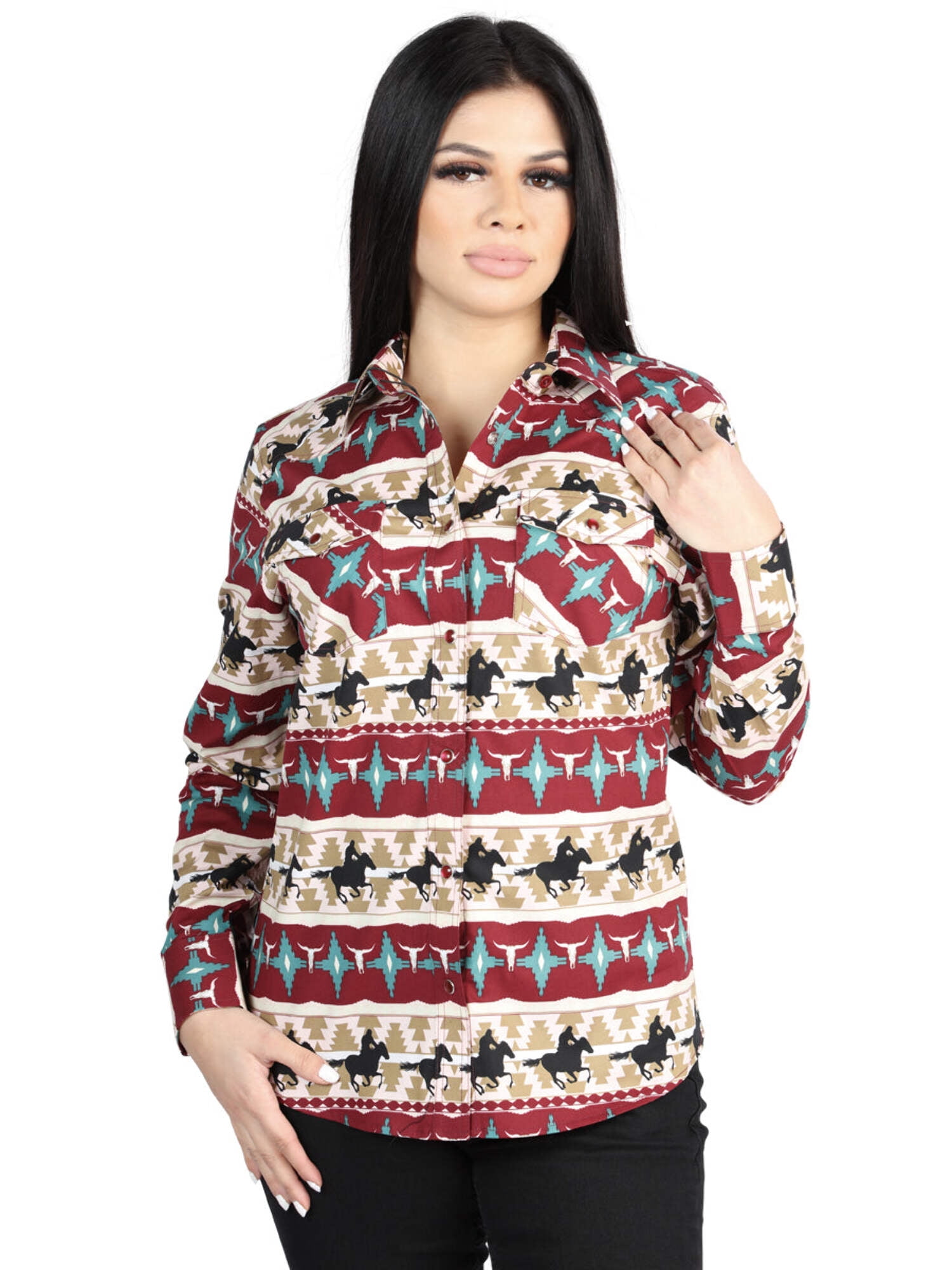 Casual Long-Sleeve Shirt by El General Black/White 44423 main image 0