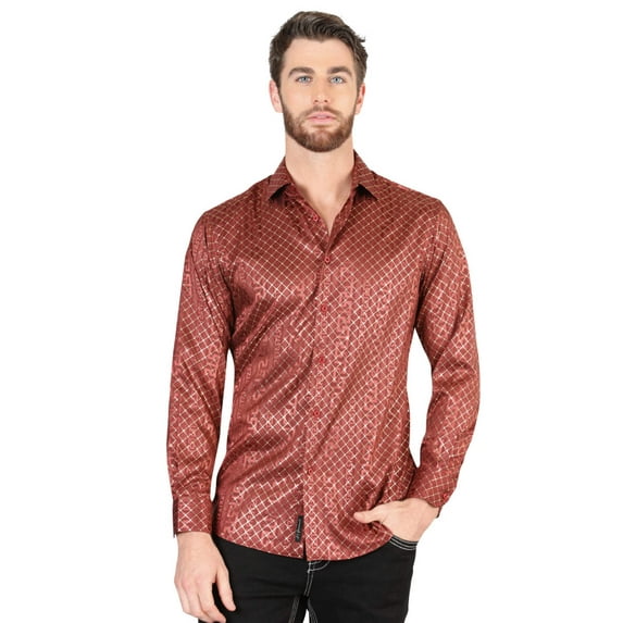 El General Burgundy Casual Long-Sleeve Shirt 44552