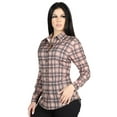 thumbnail image 1 of Women&rsquo;s Beige/Black Plaid Print Long Sleeve Western Shirt 'El Se&ntilde;or de los Cielos' 44714, 1 of 2