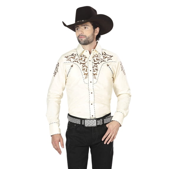 El General Embroidery Western Shirt Beige/Gold 40994