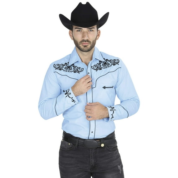 El General Embroidery Western Shirt Blue/Black 41207