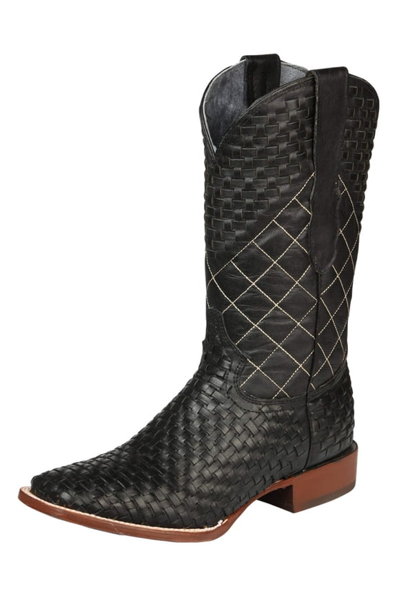 El General Men's Rodeo Boots Petatillo Leather - Black 45438