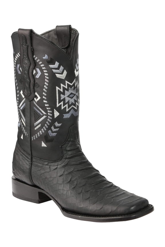 El General Men’s Black Python Imitation Rodeo Boots 45398