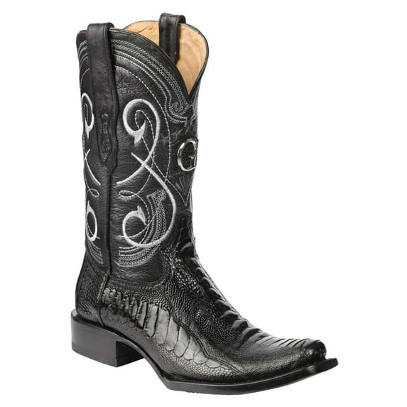 El General Men's Exotic Ostrich Leg Cowboy Boots - Black 45510