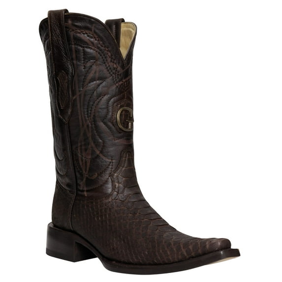 El General Men's Exotic Python Leather Cowboy Boots - Brown 45088