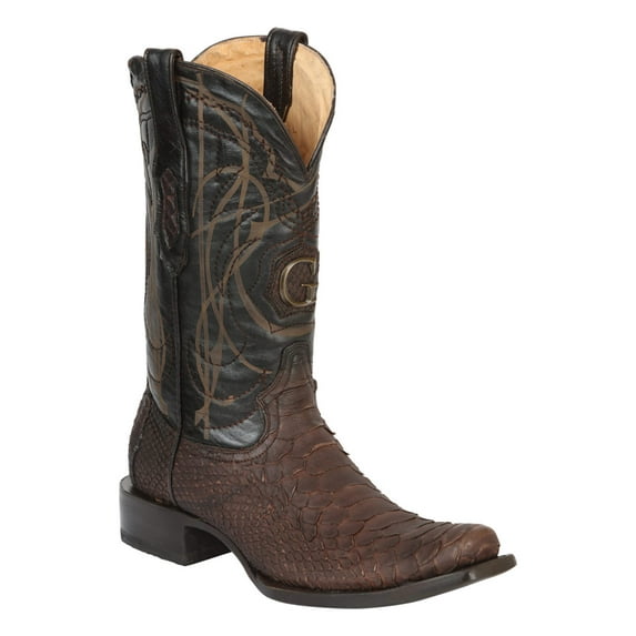 El General Men's Exotic Python Leather Cowboy Boots - Brown 45524