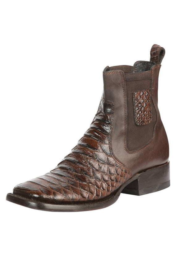 El General Men’s Python Imitation Brown Ankle Boots 45094