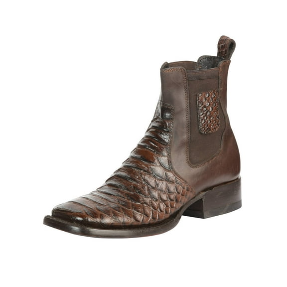Men's Python Imitation Genuine Leather Sole Western Ankle Boots 'El General' 45094