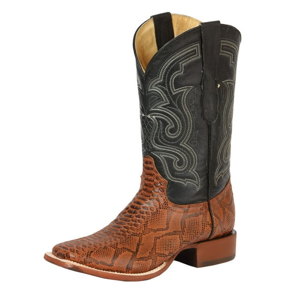El General Men’s Python Imitation Rodeo Boots - Cognac 45435
