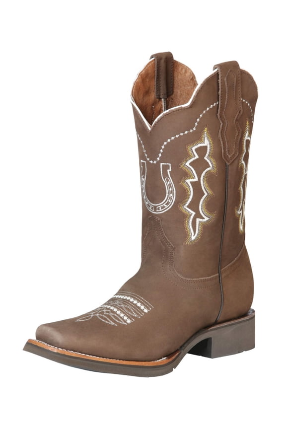Men's Nubuck Leather Embroidered Design Rodeo Western Cowboy Boots 'El General' 51116