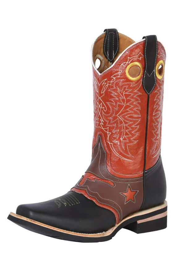 Men's Classic Genuine Leather Saddle Rodeo Cowboy Boots 'El General' 33305