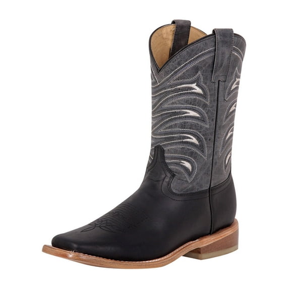 Men's Genuine Leather Western Rodeo Cowboy Boots 'El General' Crazy Black 42994