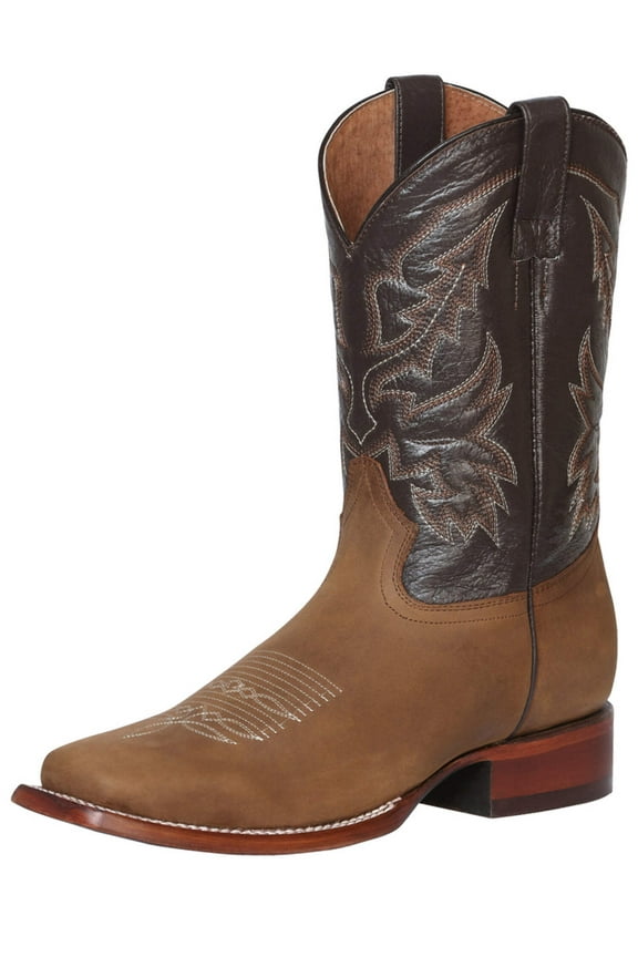 Men's Classic Crazy Bovine Leather Rodeo Boots 'El General' Tan Color 43007