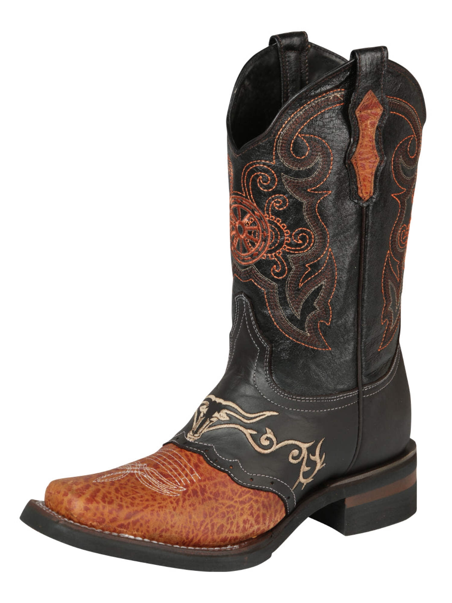 El General Western Cowboy Leather Boots Two Toned Embroidered Shaft Size 8 Rodeo Men main image 4