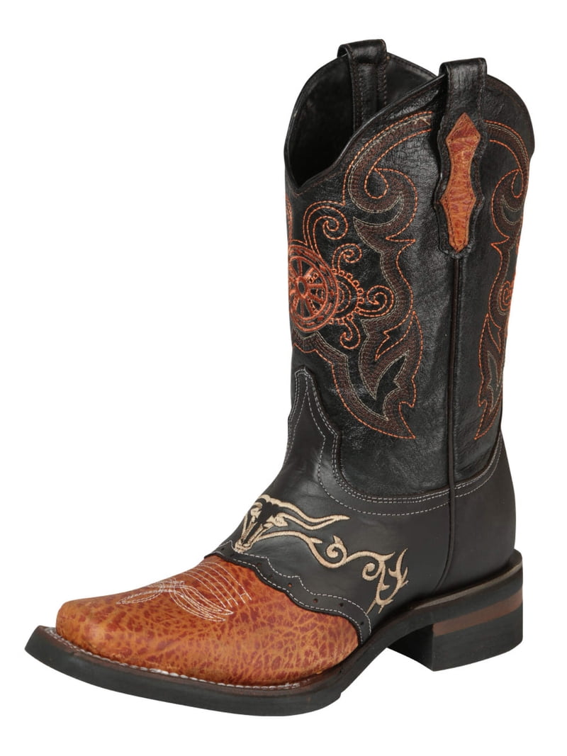 El General Western Cowboy Leather Boots Two Toned Embroidered Shaft 7 Rodeo NEW Genuine Leather Cowboy Boots - Cowboy Boots – Don Max Western main image 4