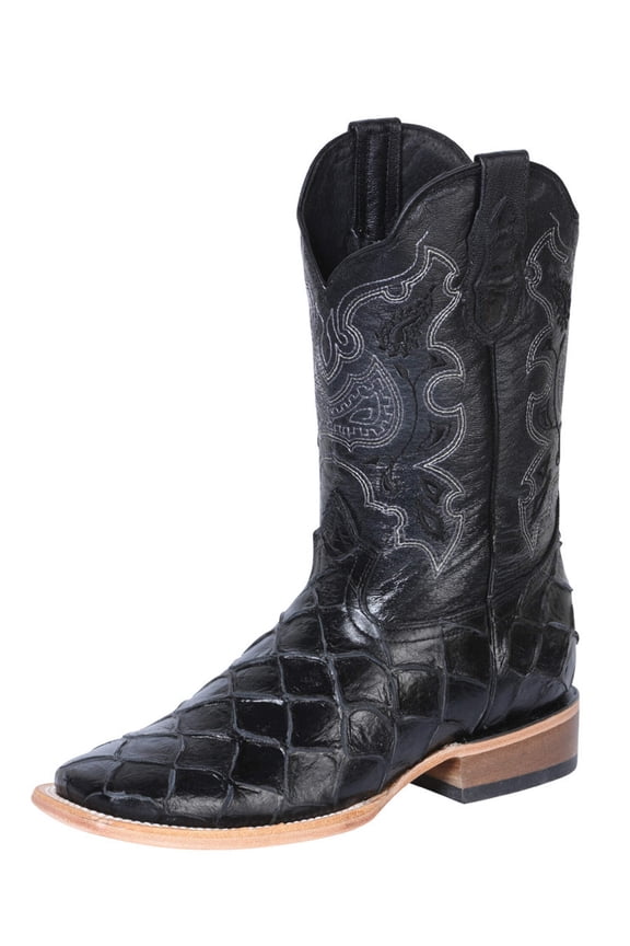 Men's Monster Fish Imit. Pirarucu Print Western Rodeo Cowboy Boots 'El General' 41792