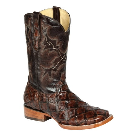Men's Original Monster Fish Exotic Western Rodeo Cowboy Boots '100 Years' Brown 44116