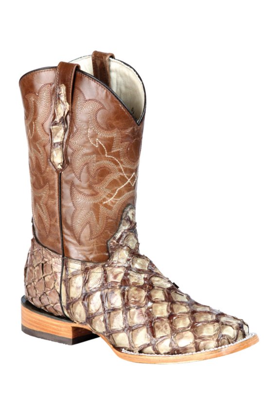 Men's Original Monster Fish Exotic Western Rodeo Cowboy Boots '100 Years' Cream 44114