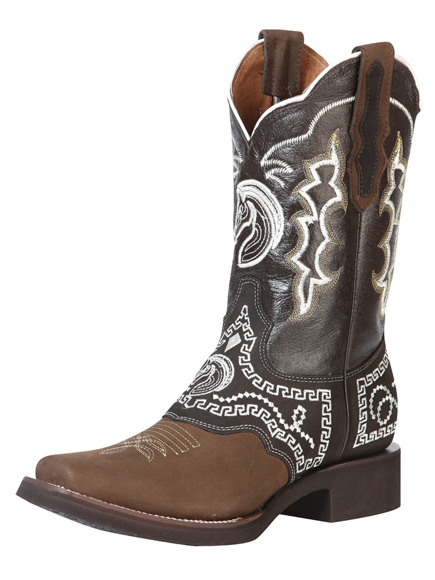 Men's Rodeo Leather Embroidered Saddle Western Cowboy Boots 'El General ...
