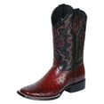 thumbnail image 1 of Men's Ostrich Print Leather Western Rodeo Cowboy Boots 'El General' Burgundy 41901, 1 of 6