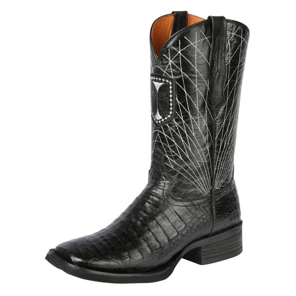 Men's Printed Leather Rodeo Western Cowboy Boots 'El General' Black 44671