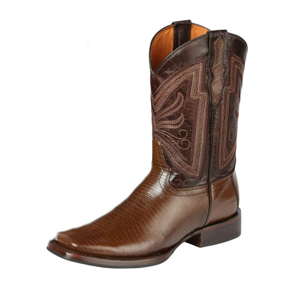 Men's Printed Lizard Western Rodeo Cowboy Boots 'El General' Brown Color 44674