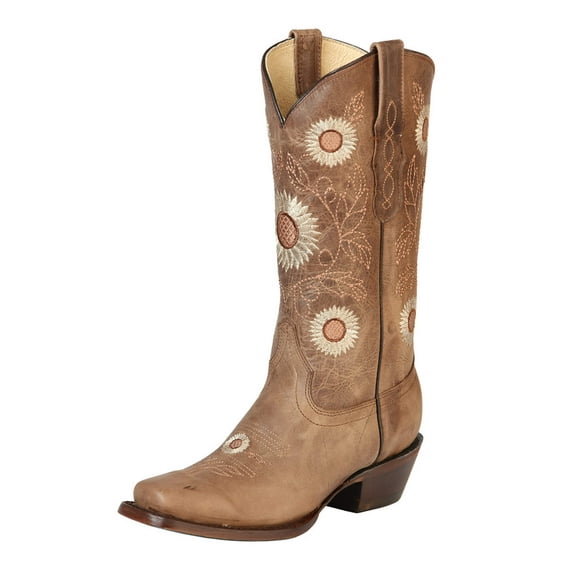 Women&rsquo;s Rodeo Cowgirl Boots Leather Sunflowers Embroidered Western 'El General' 51230
