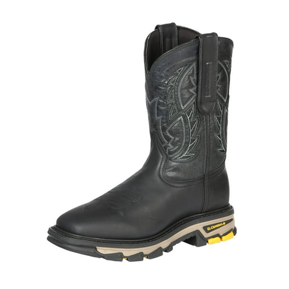 Men's Genuine Leather Pull-On Soft Toe Western Work Boots 'El General' 44694