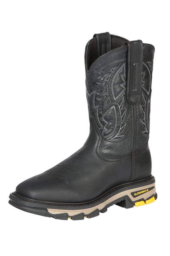 Men's Genuine Leather Pull-On Soft Toe Western Work Boots 'El General' 44694