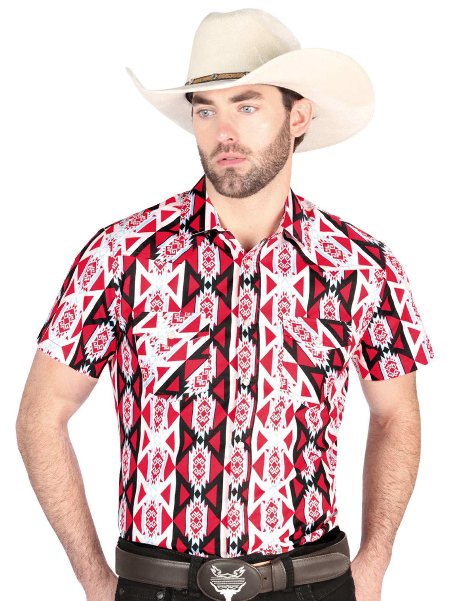 El General Embroidery Western Shirt Black/Red 43293