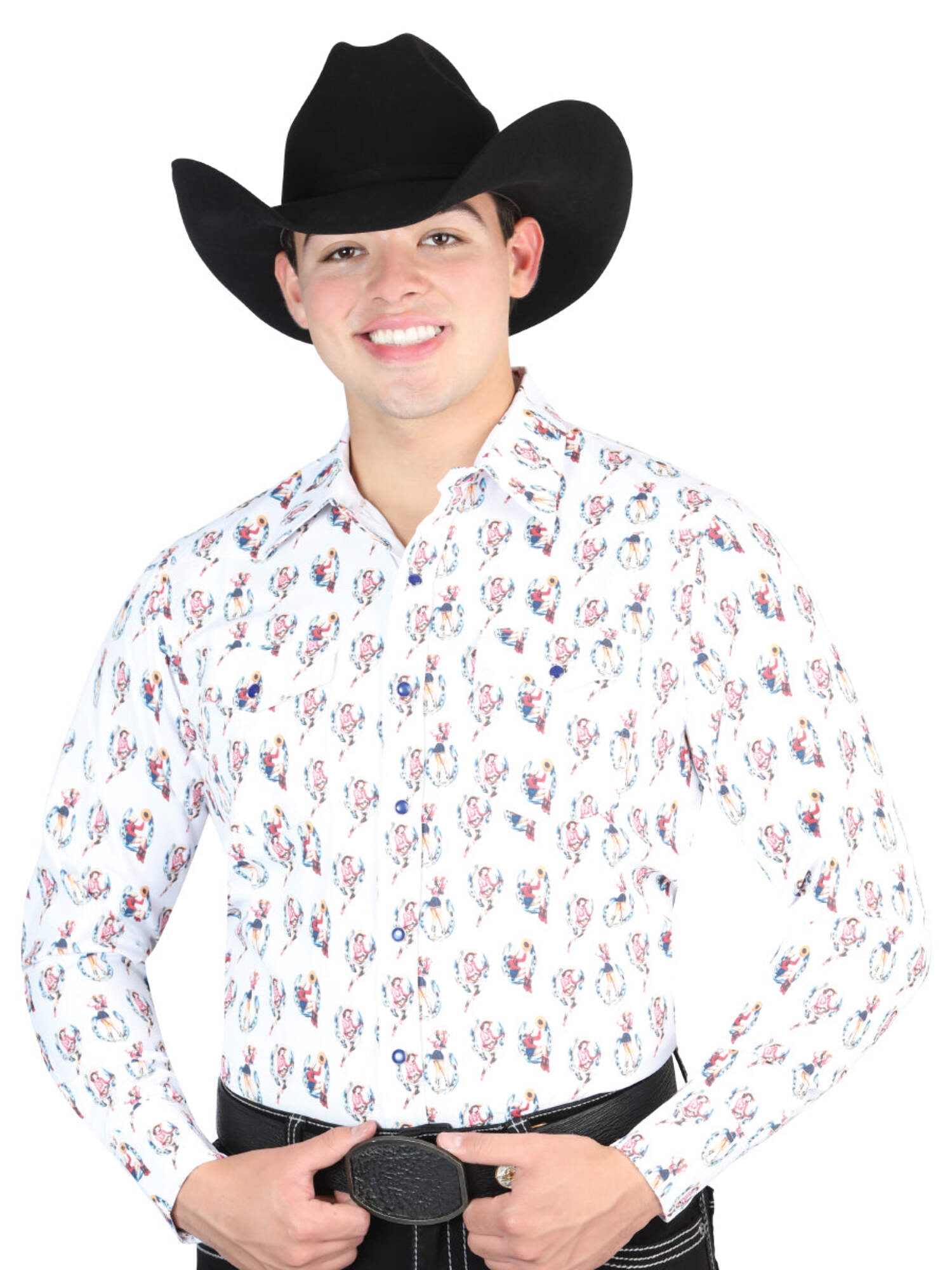 Casual Long-Sleeve Shirt by El General Blue/White 44440