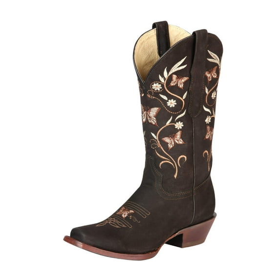 El General Women’s Rodeo Boots - Nubuck Leather - Brown 51227