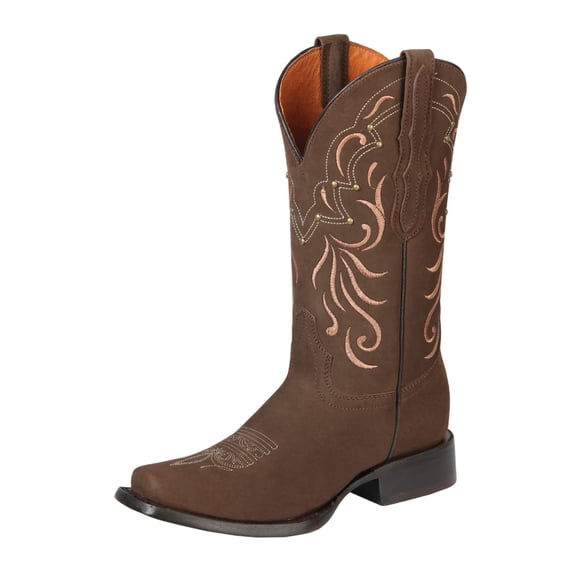 Women’s Nubuck Leather Classic Western Cowgirl Boots 'El General' Camel 44849