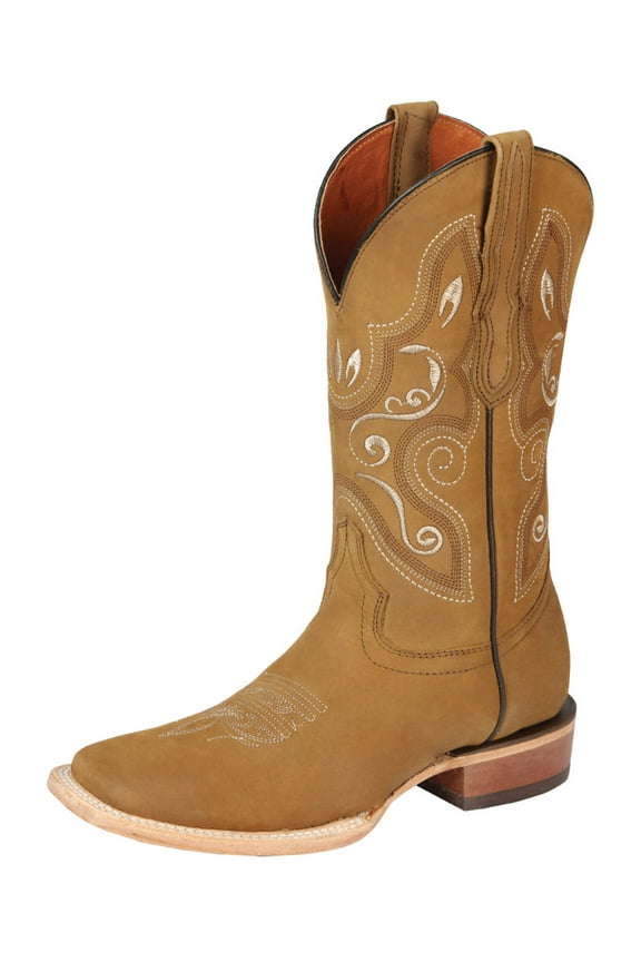 Women&rsquo;s Nubuck Leather Classic Western Cowgirl Boots 'El General' Honey 44848