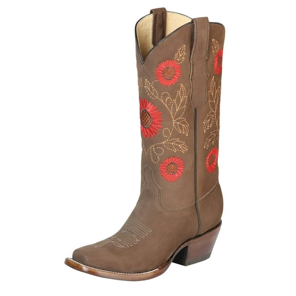 El General Women’s Western Boots Nubuck Leather - Camel 51162