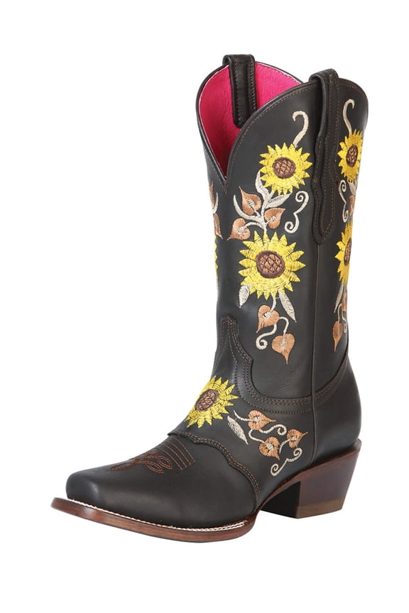 El General Womens Rodeo Boot- Dark Brown/Sunflowers 51144