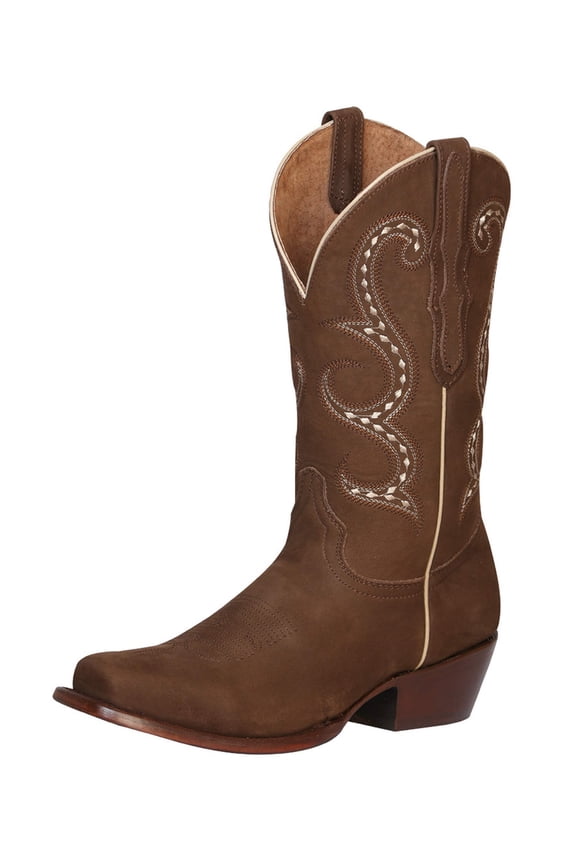 Women’s Nubuck Leather Classic Western Rodeo Cowgirl Boots 'El General' Camel 42192