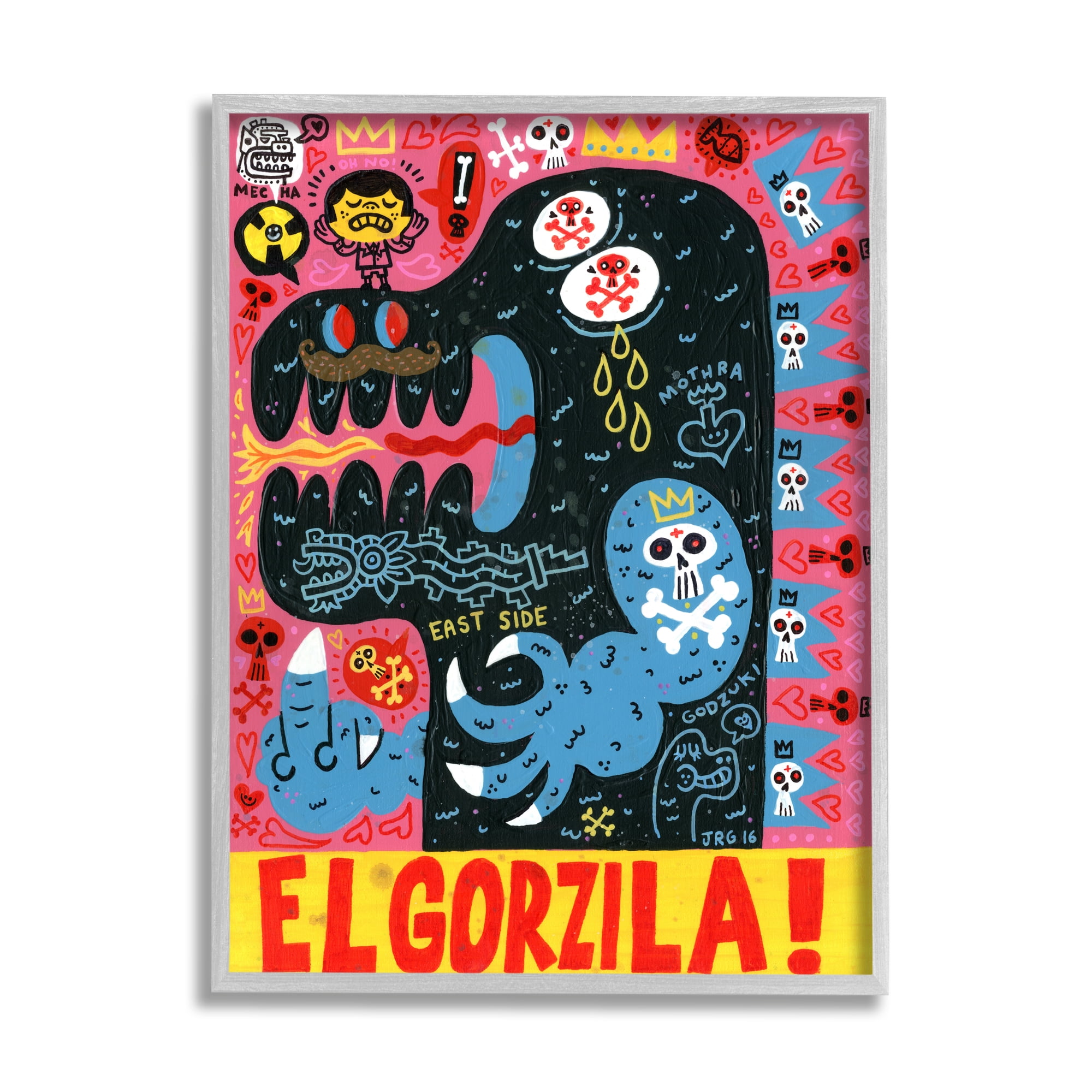 El Gorzila Pop Style Monster Typography Middle Finger Fairy Tales & Fantasy Graphic Art Framed Art Print Wall Art