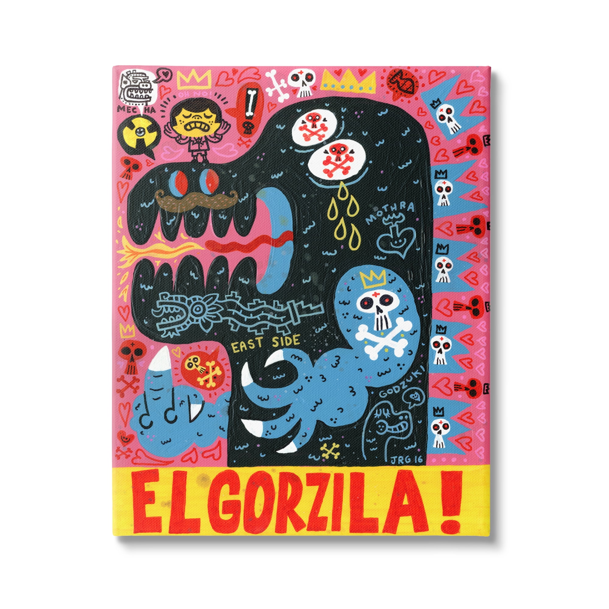 El Gorzila Pop Style Monster Typography Middle Finger Fairy Tales & Fantasy Graphic Art Gallery-Wrapped Canvas Print Wall Art